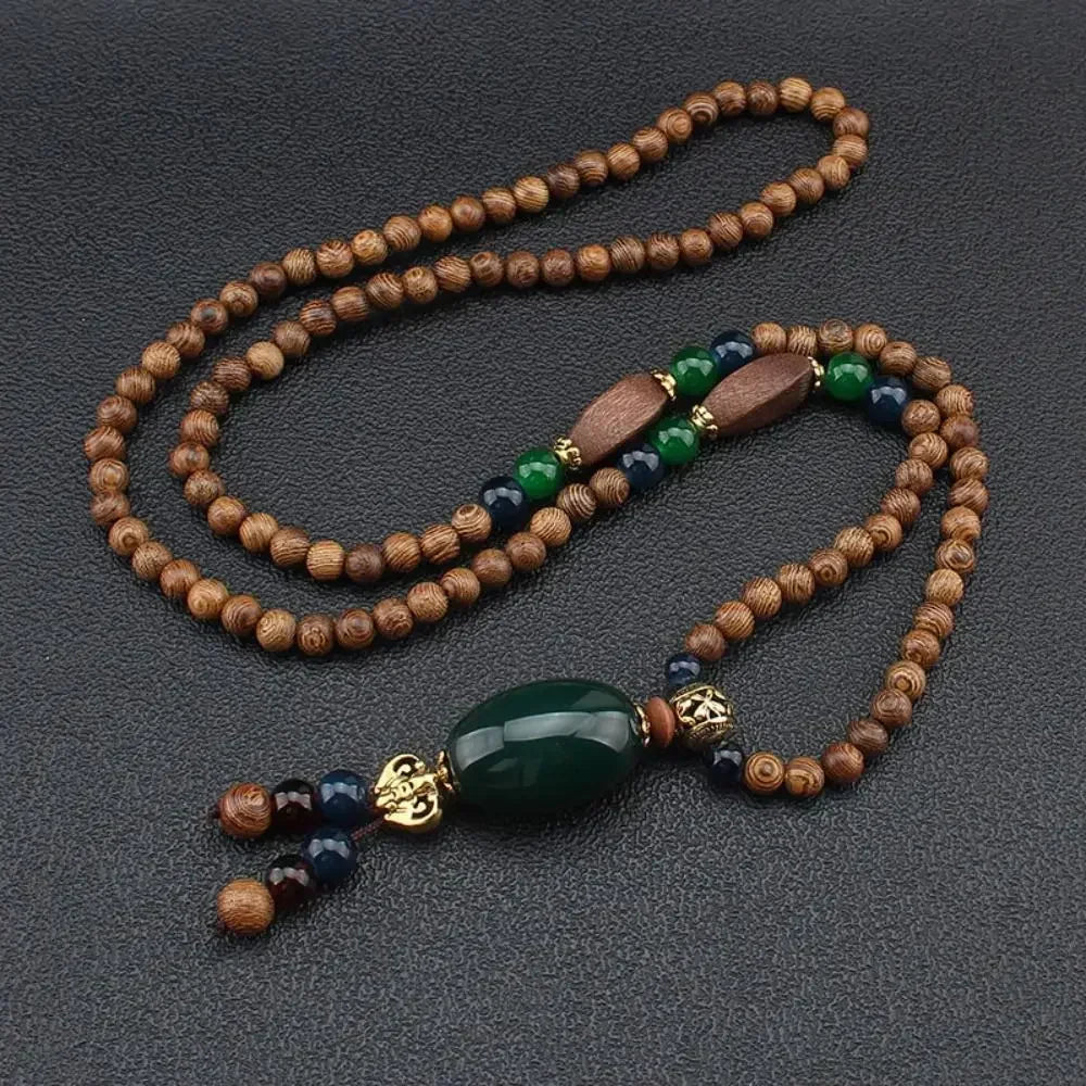Handmade Nepal Buddhist Mala Bead Pendant Necklace