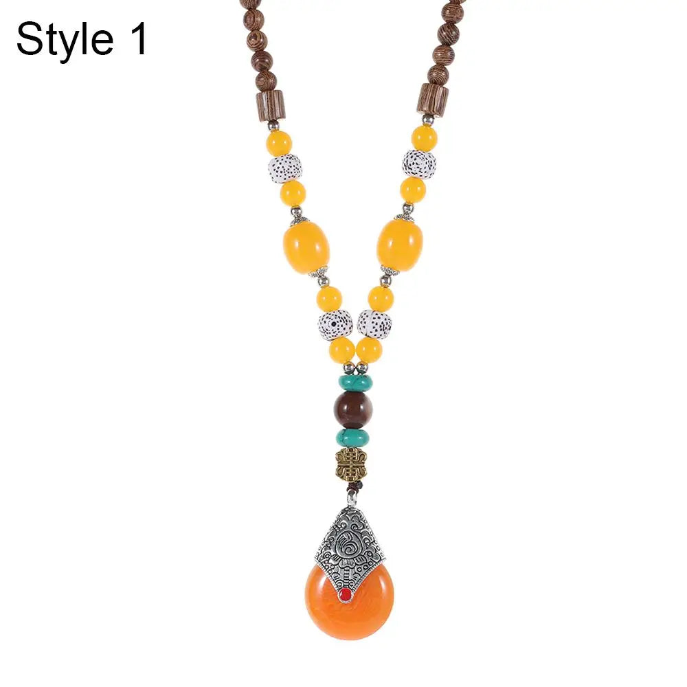 Handmade Nepal Buddhist Mala Bead Pendant Necklace
