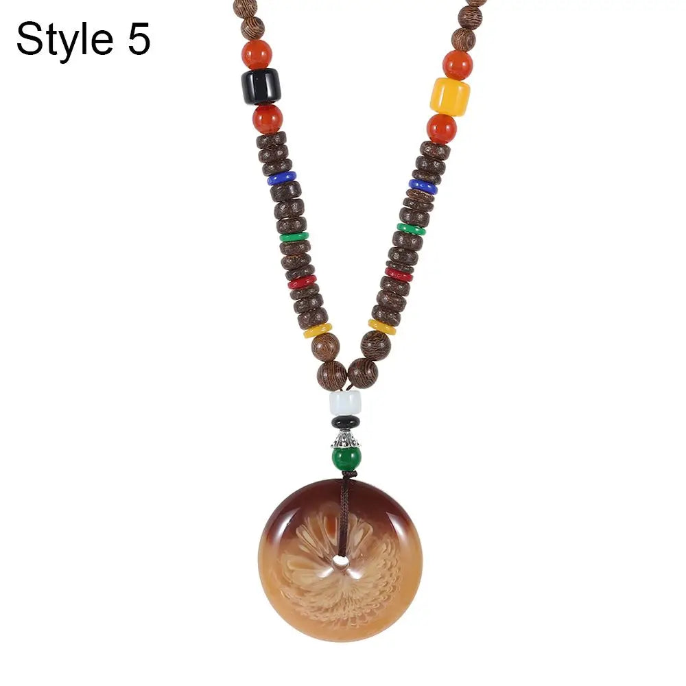 Handmade Nepal Buddhist Mala Bead Pendant Necklace