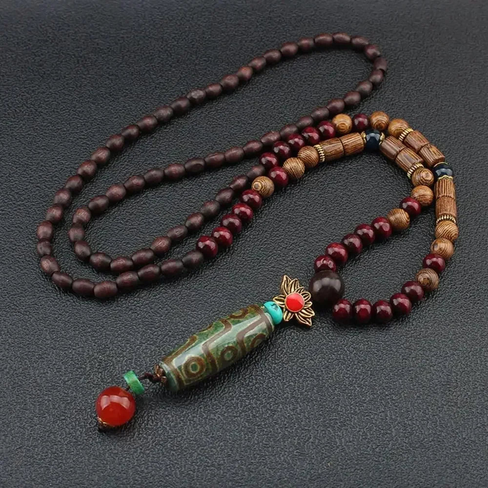 Handmade Nepal Buddhist Mala Bead Pendant Necklace
