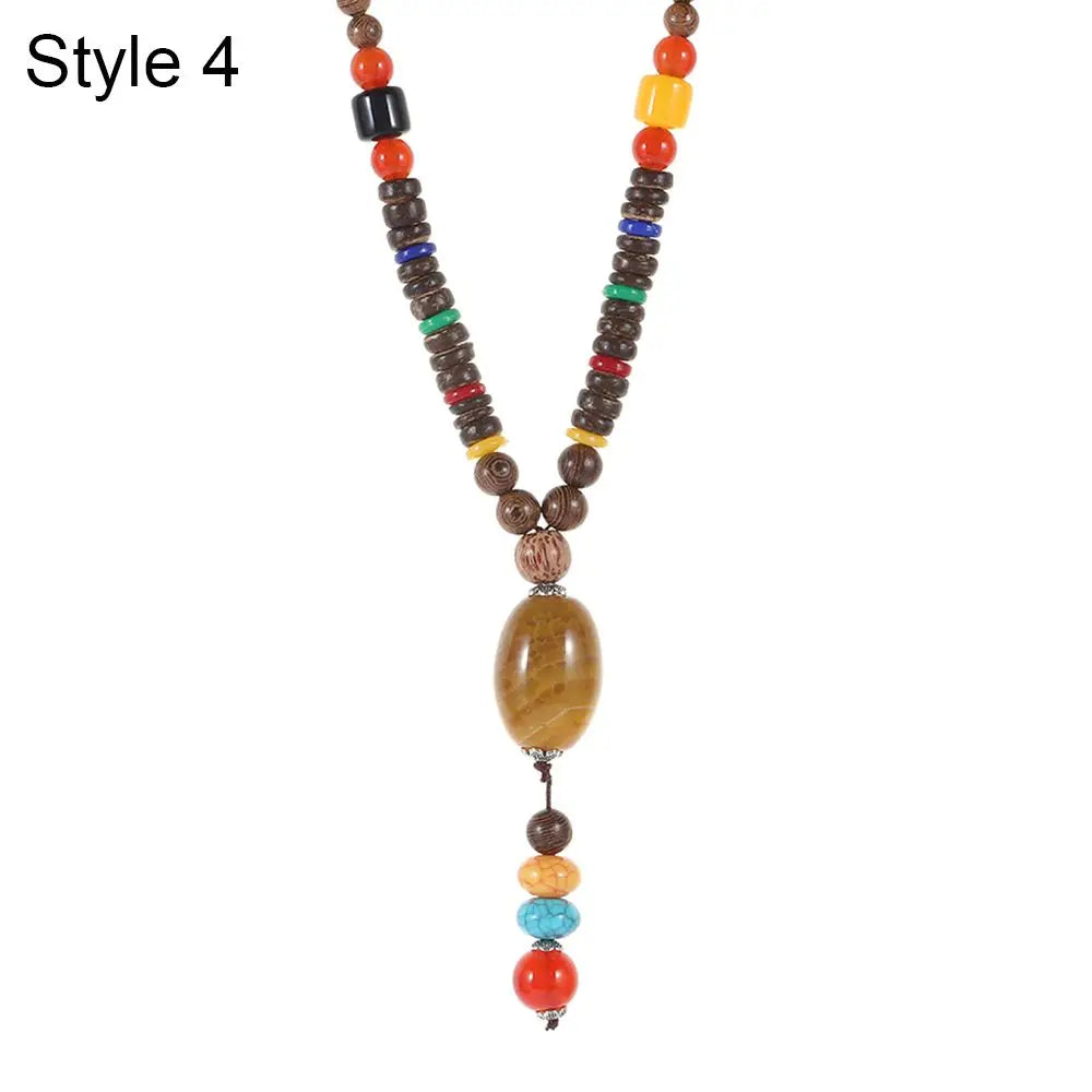 Handmade Nepal Buddhist Mala Bead Pendant Necklace